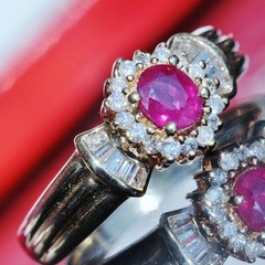 14k yellow gold ring 0.70ct natural, treated ruby diamond size 6.5 vintage 4.1gr