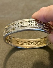 Cheever Tweedy Co Marked Hinged Bangle Bracelet Art Deco 1940-1949 Silver Gold