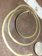 VTG Danecraft Gold Plated 925 Sterling Silver Thick Herringbone Chain 17.75”