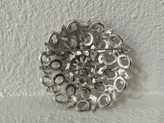 Vtg Monet Silver Tone Flower Brooch Pin Signed 2.25” Diameter