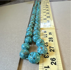Vintage AIL Aluma 925 Sterling Silver Turquoise Graduated Bead Necklace 28” 133g