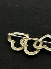 Tiffany & Co Triple Heart Brooch Pin Sterling Silver 925 Open Heart Design 1984