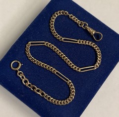 BOLD! 11.2g Cuban Curb Gold filled fob victorian Vtg Gf 13.3” Figaro 3.9mm