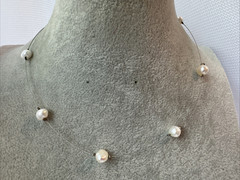 STUNNING demure Sterling Silver 925 baroque genuine pearl chain Necklace y2k 90s