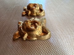 Vintage Raw Brass Kitten Head w/ Bow High Relief 13mm NOS Jewelry Finding