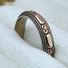 Antique 14K Yellow & White Gold KEEPSAKE 5mm Floral Wedding Band Ring Size 10.75