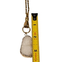 Designer John Wind Maximal Art Hand Door Knocker Geode Gold Tone Necklace