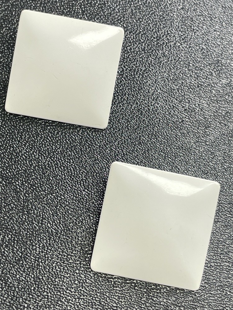 Vintage 1.1” White Enameled Metal Square Clip Earrings