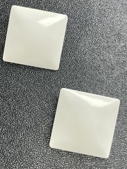Vintage 1.1” White Enameled Metal Square Clip Earrings