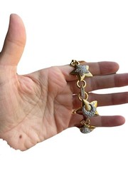 Chunky Gold Star Statement Bracelet Crystal Moon Heart Celestial Link 19cm
