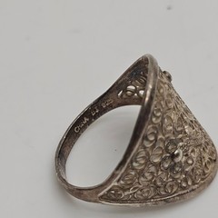 Sterling Silver Ring 925 Large Filigree Band Size 8.25 3.22g Vintage