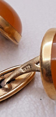 Vintage Cufflinks of the USSR 4ЯК 1950s Honey Amber. Brass. Gilding
