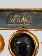 Signed Lee Wolfe Black Glass Brushed Gold Tone Set 80’s Modernist New York