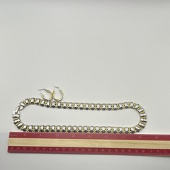 Vintage Two Tone Gold Silver Link Collar Necklace & Twisted Hoop Earrings