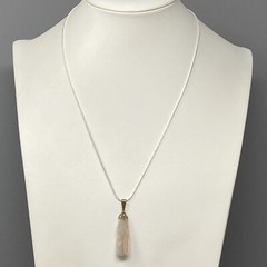 Stone Pendant Necklace Cloudy White Gemstone Amulet Wicca Chakra New Chain 20″