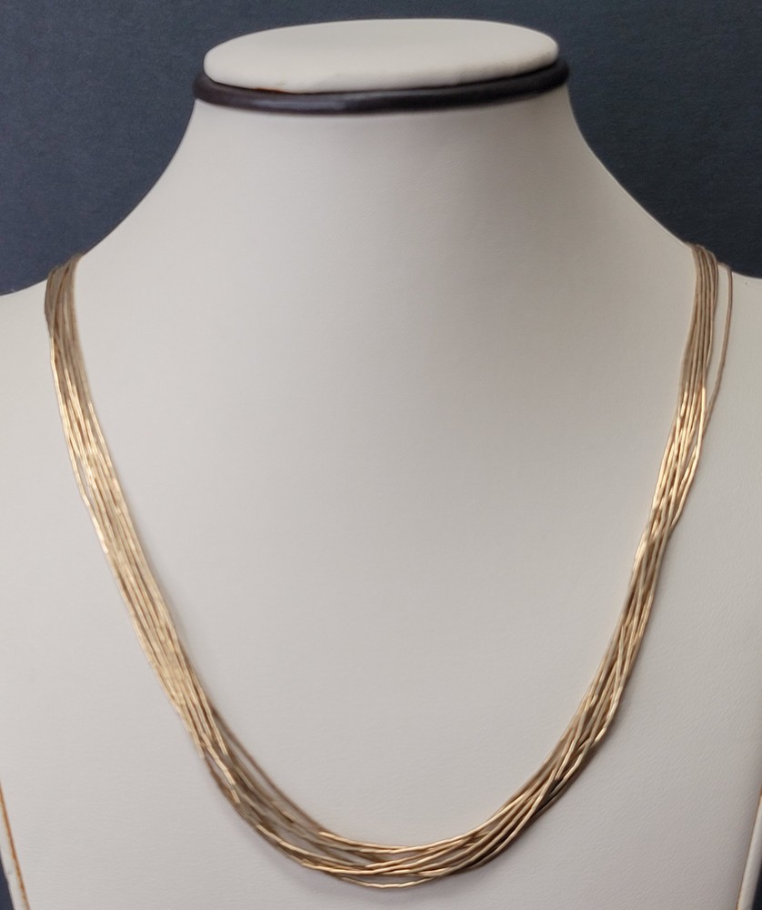 Vintage Multi-Strand Gold Tone Multi Strand Necklace 9.6g Layered 20″ Chain 57