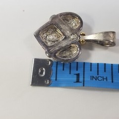 Vintage Premiere Designs Signed Heart Rhinestone Pendant Silver Tone Gold Tone