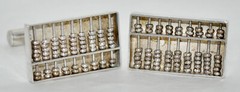 Vintage 1950’s Japanese Sterling Abacus Bullet Back Cufflinks & Matching Tie Bar