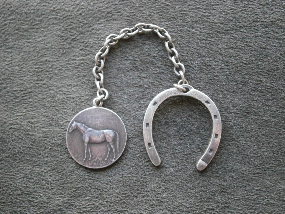 Horse Vintage Sterling Silver Lucky Horseshoe Key Chain Fob Ring Holder 8.7g
