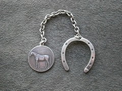 Horse Vintage Sterling Silver Lucky Horseshoe Key Chain Fob Ring Holder 8.7g