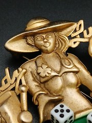AJC vintage “LADY LUCK” gold tone 3D intricate details brooch
