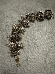 Vintage Silver Tone Florenza 7” Bracelet, Devil Viking Character