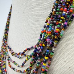 Boho Multi Strand Seed Bead Necklace & Bracelet Set Colorful Layering Festival