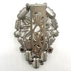 Vintage Eisenberg Original Signed Clear Rhinestone Dress Clip Art Deco Pot Metal