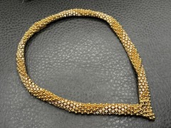Rare Ciner Gold Tone Encrusted Crystal Rhinestone Thick V Shape Choker Necklace