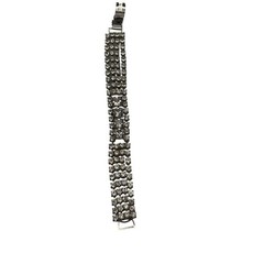 VTG 4 Row CoroCraft Rhinestone Bracelet Silver-Tone Mid-Century Crystal Shine