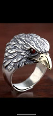 Vintage Eagle head adjustable ring gothic animal hip hop rock funky ring for men