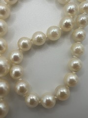 Vtg. 19” Mid-Century Graduated Cultured Akoya Pearl Necklace 14k clasp 4.2-8mm