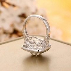 Art Deco Vintage Style Sapphire Lab Created Diamond Women’s Wedding Silver Ring