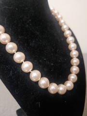 Faux Pearl Beaded Single Strand Choker Gold Tone Necklace 17.5″