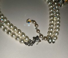 Vintage Vendome Faceted AB Glass & Faux Pearl Fringe Statement Huge Necklace