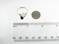 18k Heavy Gold Electroplate Double Faux Pearl White Rhinestones Ring Size 8.75