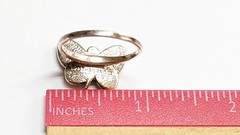 ONYX MOP RING SIZE 8 3/4 STERLING SILVER BUTTERFLY RING SIGNED 925 THAILAND SX