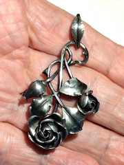 Vintage Sculpted Rose Brooch Pin 3D Designer Theodor Klotz Germany 835 Silver