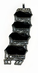 Bracelet Black Cabochon Lucite Silver Tone Link Vtg Whimsygoth Y2K Victorian