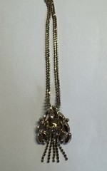 Vintage Alice Caviness Green Cat Eye UV Reactive Rhinestone Pendant Unsigned