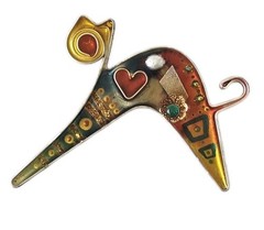 Yossi Steinberg Modernist Acrylic Resin Cat Brooch Whimsical Colorful Mixed…