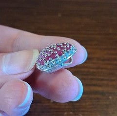 Vintage 1990s Sterling Pave Ruby Heart Slide Pendant Avon See Pics/Description
