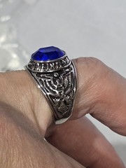 4pc Lot Size 12 Men US Army Military Rings Blue Sapphire Simulated Stone Bulk