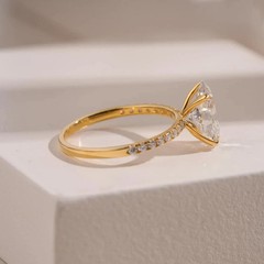 2Ct Oval Cut Lab Grown Solitaire Diamond 14k Yellow Gold Finish Engagement Ring