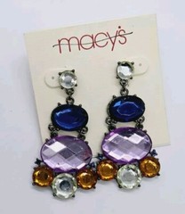 Art Deco Dangle Drop Chandelier Earrings Hippie Boho Asymmetrical 80’s 2.5 in