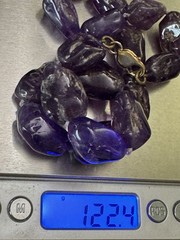 VTG Natural Purple Amethyst Gemstone Necklace Large Rough Nuggets Knotted 18″