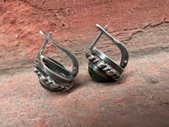 Vintage soviet earrings with Export stamp silver 925 with Nephritis USSR