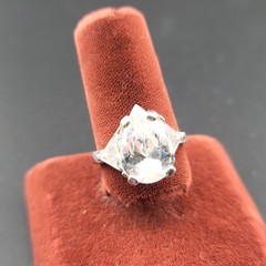 Vtg Sz 5 Ring Teardrop w/ Triangles Cubic Zirconia 18KGE Fashion Jewelry STS#6