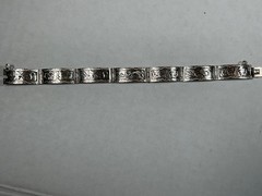 Vintage Chinese Export .900 Silver 7 Panel Bracelet Phoenix Archaistic Design