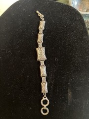 Vintage SU Thailand Sterling Silver 925 Bali Style Link Bracelet 6.5″-7.”
